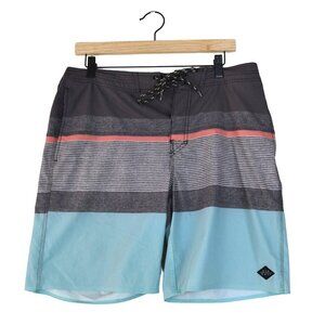 Ripcurl Surf Craft Men’s Ultimate Grip Swim Shorts Blue Grey Stripes Trunks 32